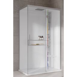 Novellini Glax 2 2.0 2P kabina z hydromasażem 120x80 cm parowa z brodzikiem prawa srebrna G222P120DT5-1BB