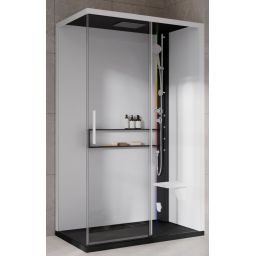 Novellini Glax 2 2.0 2P kabina z hydromasażem 120x80 cm parowa z brodzikiem prawa czarna G222P120DT5-1HU