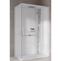 Novellini Glax 2 2.0 2P kabina z hydromasażem 120x80 cm parowa z brodzikiem prawa total biała G222P120DT5-1UU