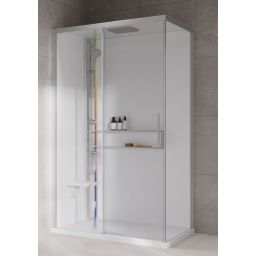 Novellini Glax 2 2.0 2P kabina z hydromasażem 120x80 cm parowa z brodzikiem lewa srebrna G222P120SM5-1BB