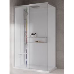 Novellini Glax 2 2.0 2P kabina z hydromasażem 120x80 cm parowa z brodzikiem lewa srebrna G222P120ST5-1BB