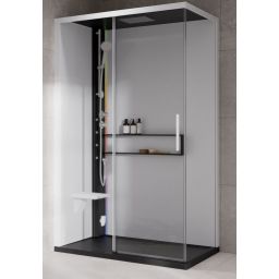 Novellini Glax 2 2.0 2P kabina z hydromasażem 120x80 cm parowa z brodzikiem lewa czarna G222P120ST5-1HU