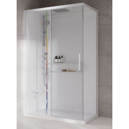 Novellini Glax 2 2.0 2P kabina z hydromasażem 120x80 cm parowa z brodzikiem lewa total biała G222P120ST5-1UU