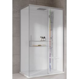 Novellini Glax 2 2.0 2P kabina z hydromasażem 120x80 cm parowa z brodzikiem prawa srebrna G222P129DM5-1BB