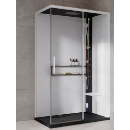 Novellini Glax 2 2.0 2P kabina z hydromasażem 120x80 cm parowa z brodzikiem prawa czarna G222P129DM5-1HU