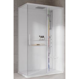Novellini Glax 2 2.0 2P kabina z hydromasażem 120x80 cm parowa z brodzikiem prawa total biała G222P129DM5-1UU