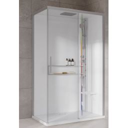 Novellini Glax 2 2.0 2P kabina z hydromasażem 120x80 cm parowa z brodzikiem prawa srebrna G222P129DT5-1BB