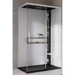 Novellini Glax 2 2.0 2P kabina z hydromasażem 120x80 cm parowa z brodzikiem prawa czarna G222P129DT5-1HU