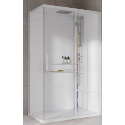 Novellini Glax 2 2.0 2P kabina z hydromasażem 120x80 cm parowa z brodzikiem prawa total biała G222P129DT5-1UU