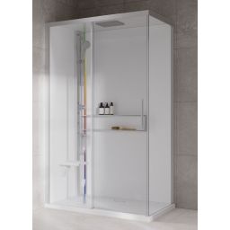 Novellini Glax 2 2.0 2P kabina z hydromasażem 120x80 cm parowa z brodzikiem lewa srebrna G222P129SM5-1BB