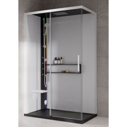 Novellini Glax 2 2.0 2P kabina z hydromasażem 120x80 cm parowa z brodzikiem lewa czarna G222P129SM5-1HU