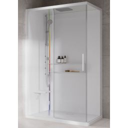 Novellini Glax 2 2.0 2P kabina z hydromasażem 120x80 cm parowa z brodzikiem lewa total biała G222P129SM5-1UU