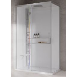 Novellini Glax 2 2.0 2P kabina z hydromasażem 120x80 cm parowa z brodzikiem lewa srebrna G222P129ST5-1BB