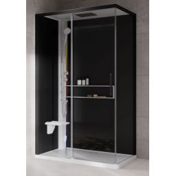 Novellini Glax 2 2.0 2P kabina z hydromasażem 120x80 cm parowa z brodzikiem lewa biała G222P129ST5-1UH