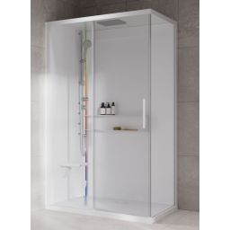 Novellini Glax 2 2.0 2P kabina z hydromasażem 120x80 cm parowa z brodzikiem lewa total biała G222P129ST5-1UU