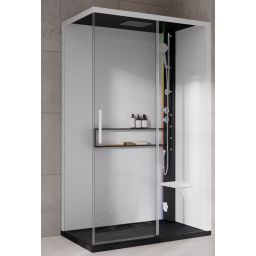 Novellini Glax 2 2.0 2P kabina z hydromasażem 120x90 cm parowa z brodzikiem prawa czarna G222P290DT5-1HU