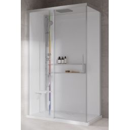 Novellini Glax 2 2.0 2P kabina z hydromasażem 120x90 cm parowa z brodzikiem lewa srebrna G222P290ST5-1BB