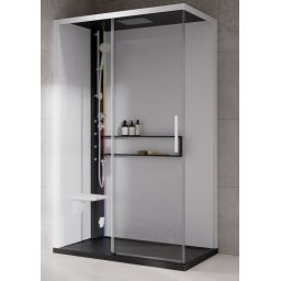 Novellini Glax 2 2.0 2P kabina z hydromasażem 120x90 cm parowa z brodzikiem lewa czarna G222P290ST5-1HU