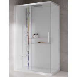 Novellini Glax 2 2.0 2P kabina z hydromasażem 120x90 cm parowa z brodzikiem lewa total biała G222P290ST5-1UU