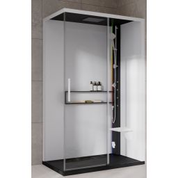 Novellini Glax 2 2.0 2P kabina z hydromasażem 120x90 cm parowa z brodzikiem prawa czarna G222P299DM5-1HU