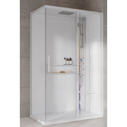 Novellini Glax 2 2.0 2P kabina z hydromasażem 120x90 cm parowa z brodzikiem prawa total biała G222P299DM5-1UU