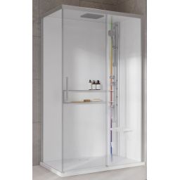 Novellini Glax 2 2.0 2P kabina z hydromasażem 120x90 cm parowa z brodzikiem prawa srebrna G222P299DT5-1BB