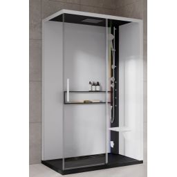 Novellini Glax 2 2.0 2P kabina z hydromasażem 120x90 cm parowa z brodzikiem prawa czarna G222P299DT5-1HU