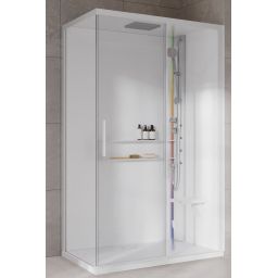 Novellini Glax 2 2.0 2P kabina z hydromasażem 120x90 cm parowa z brodzikiem prawa total biała G222P299DT5-1UU