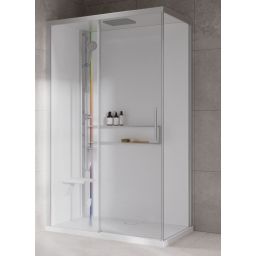 Novellini Glax 2 2.0 2P kabina z hydromasażem 120x90 cm parowa z brodzikiem lewa srebrna G222P299SM5-1BB