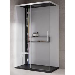 Novellini Glax 2 2.0 2P kabina z hydromasażem 120x90 cm parowa z brodzikiem lewa czarna G222P299SM5-1HU