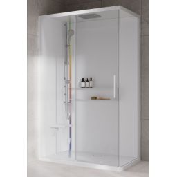 Novellini Glax 2 2.0 2P kabina z hydromasażem 120x90 cm parowa z brodzikiem lewa total biała G222P299SM5-1UU