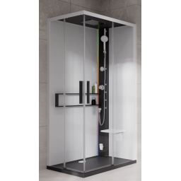 Novellini Glax 2 2.0 A kabina z hydromasażem 100x100 cm parowa z brodzikiem czarna G22A100M5-1HU