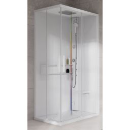 Novellini Glax 2 2.0 A kabina z hydromasażem 100x100 cm parowa z brodzikiem total biała G22A100M5-1UU
