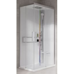 Novellini Glax 2 2.0 A kabina z hydromasażem 100x100 cm parowa z brodzikiem srebrna G22A100T5-1BB