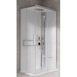 Novellini Glax 2 2.0 A kabina z hydromasażem 100x70 cm prawa parowa z brodzikiem srebrna G22A107DM5-1BB