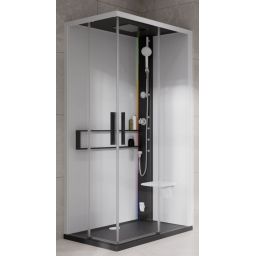 Novellini Glax 2 2.0 A kabina z hydromasażem 100x70 cm prawa parowa z brodzikiem czarna G22A107DM5-1HU