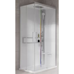 Novellini Glax 2 2.0 A kabina z hydromasażem 100x70 cm prawa parowa z brodzikiem srebrna G22A107DT5-1BB