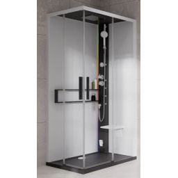 Novellini Glax 2 2.0 A kabina z hydromasażem 100x70 cm prawa parowa z brodzikiem czarna G22A107DT5-1HU