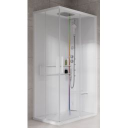 Novellini Glax 2 2.0 A kabina z hydromasażem 100x70 cm prawa parowa z brodzikiem total biała G22A107DT5-1UU