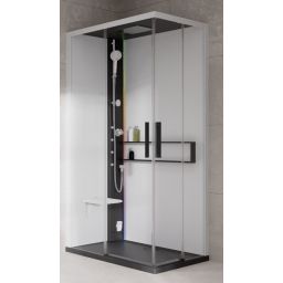 Novellini Glax 2 2.0 A kabina z hydromasażem 100x70 cm lewa parowa z brodzikiem czarna G22A107SM5-1HU