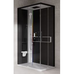 Novellini Glax 2 2.0 A kabina z hydromasażem 100x70 cm lewa parowa z brodzikiem biała G22A107SM5-1UH