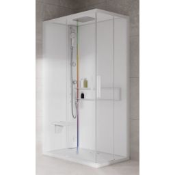 Novellini Glax 2 2.0 A kabina z hydromasażem 100x70 cm lewa parowa z brodzikiem total biała G22A107SM5-1UU