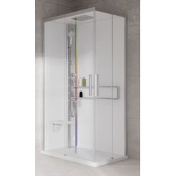 Novellini Glax 2 2.0 A kabina z hydromasażem 100x70 cm lewa parowa z brodzikiem srebrna G22A107ST5-1BB