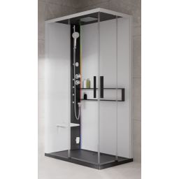 Novellini Glax 2 2.0 A kabina z hydromasażem 100x70 cm lewa parowa z brodzikiem czarna G22A107ST5-1HU