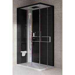 Novellini Glax 2 2.0 A kabina z hydromasażem 100x70 cm lewa parowa z brodzikiem biała G22A107ST5-1UH