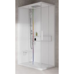 Novellini Glax 2 2.0 A kabina z hydromasażem 100x70 cm lewa parowa z brodzikiem total biała G22A107ST5-1UU