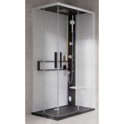 Novellini Glax 2 2.0 A kabina z hydromasażem 100x80 cm prawa parowa z brodzikiem czarna G22A108DM5-1HU