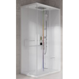 Novellini Glax 2 2.0 A kabina z hydromasażem 100x80 cm prawa parowa z brodzikiem total biała G22A108DM5-1UU