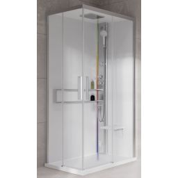 Novellini Glax 2 2.0 A kabina z hydromasażem 100x80 cm prawa parowa z brodzikiem srebrna G22A108DT5-1BB