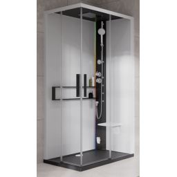 Novellini Glax 2 2.0 A kabina z hydromasażem 100x80 cm prawa parowa z brodzikiem czarna G22A108DT5-1HU